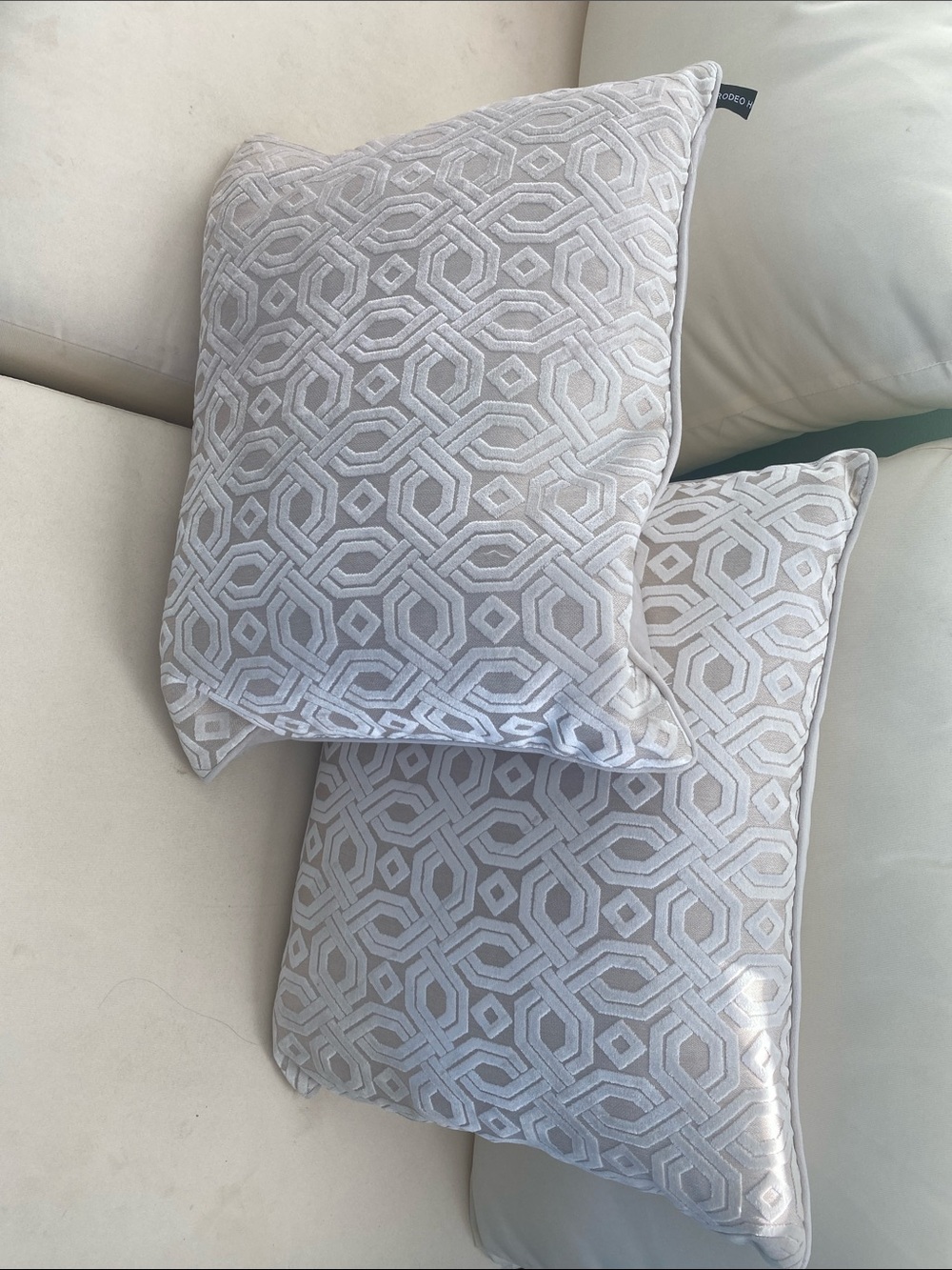 Modern Geometric Accent Pillow in Light Taupe